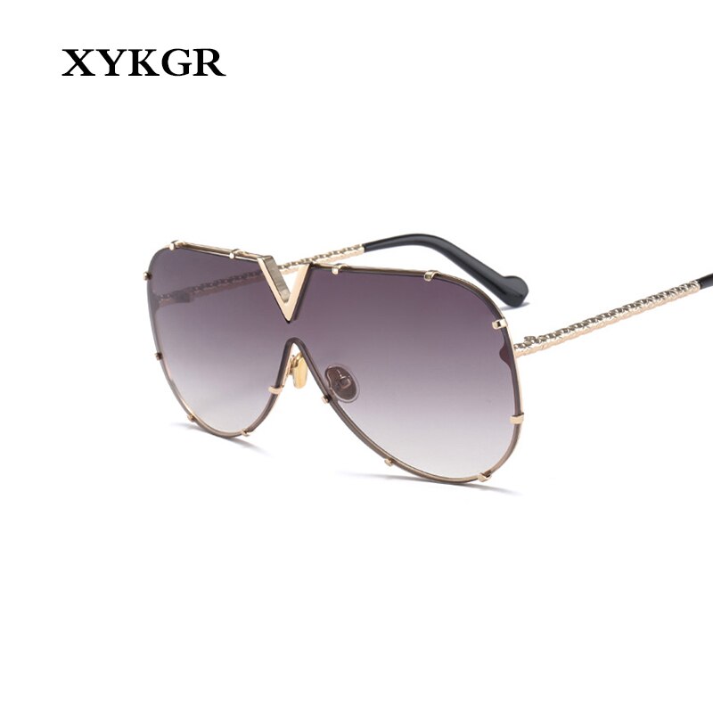 XYKGR fashion one-piece personality sunglasses ladies 2019 new brand sunglasses men's fashion design gradient sunglasses UV400
