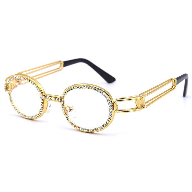 Vintage Personality sunglasses brand designer Diamond Sunglasses Women Steampunk Multicolor Rhinestone Shades UV400 Oculos