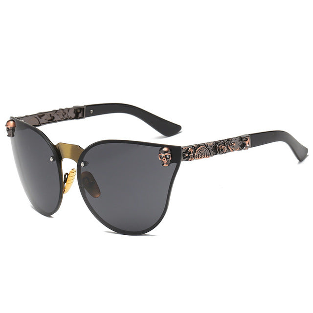MuseLife 2019 Fashion Women Gothic Sunglasses Skull Frame Metal Temple High Quality Sun glasses Oculos De Sol Feminino Luxury